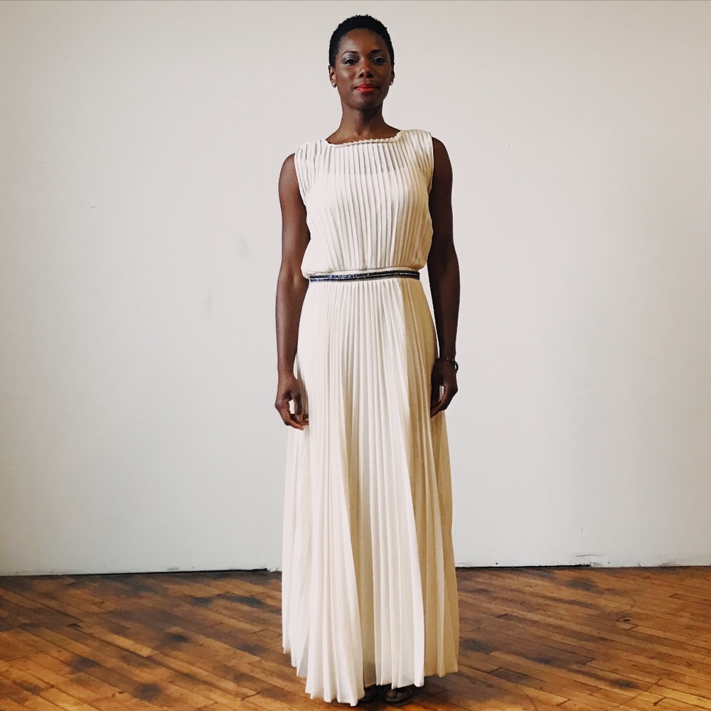 Bordeaux Pleated Dress